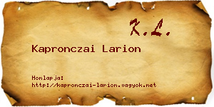 Kapronczai Larion névjegykártya